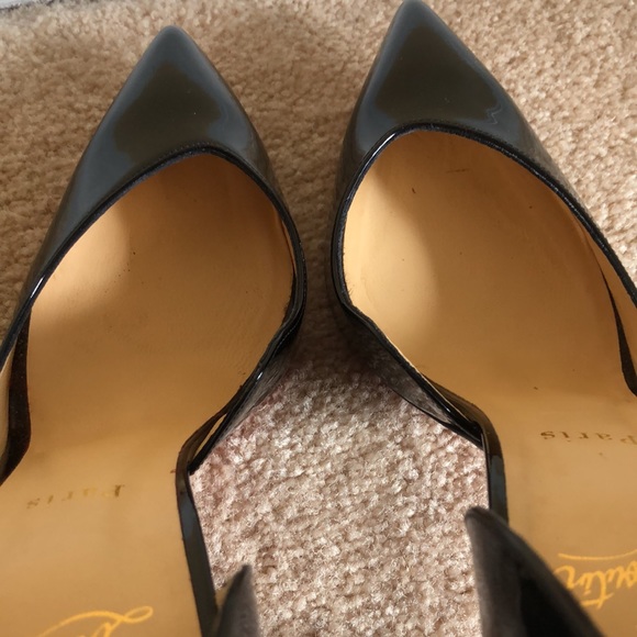Christian Louboutin Dalida 100mm black patent pumps with wavy heel